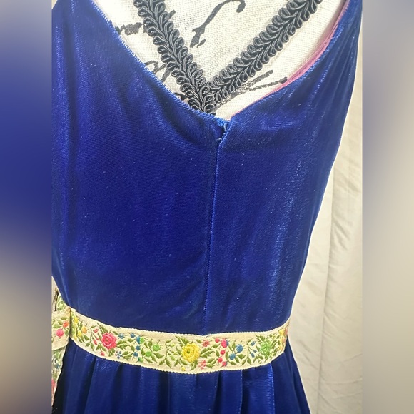 Vintage 1960s Evening Gown Velveteen Custom Dress Women’s Small Cobalt Blue - Picture 7 of 14